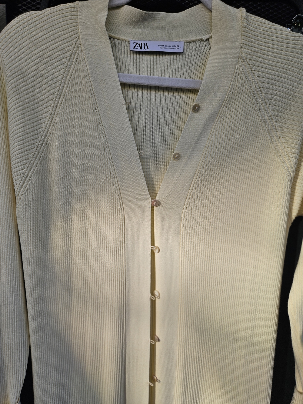 Zara Ribbed Knit Long Cardigan Dress Cream Off-White Button Down Size Medium - Picture 13 of 13